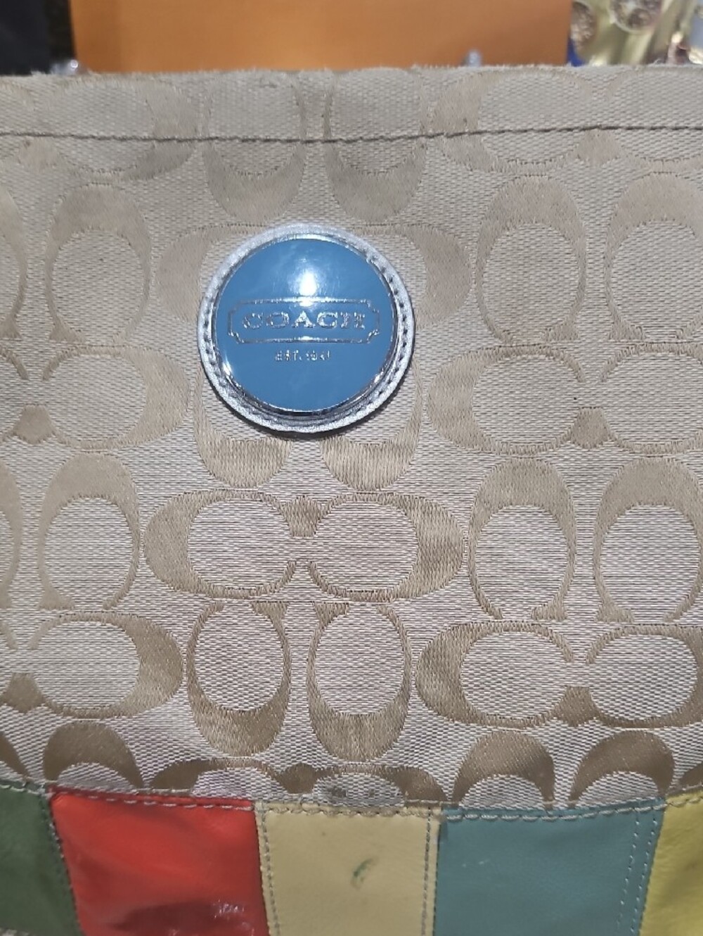 Coach F17441 Khaki Signature Canvas Crossbody with Color Block - Picture 3 of 14